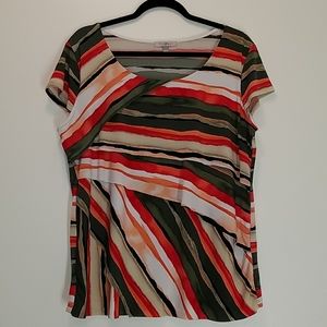 Roz & Ali size L Womans Top Cap Sleeves